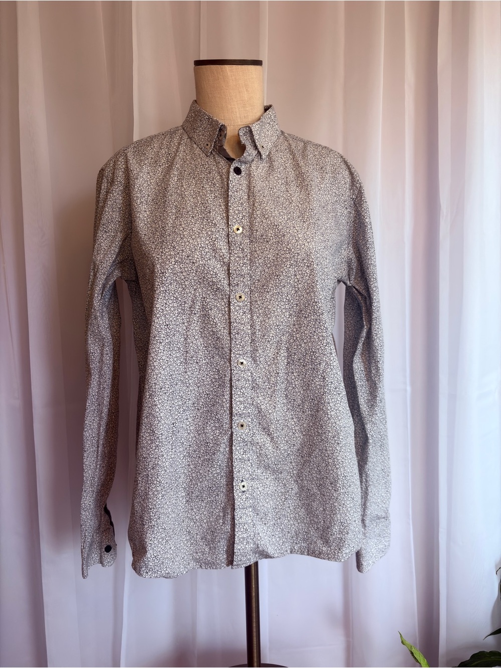 Men's Micro-Print Button-Up Shirt Steel & Jelly